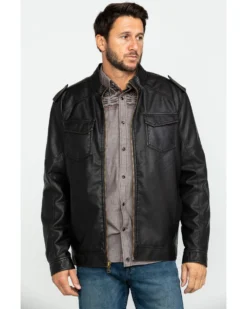 Cody James Men's Backwoods Distressed Faux Leather Moto Jacket 