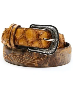 Cody James Men's Camel Embroidered Pirarucu Belt 