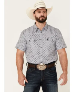 Cody James Men's Double Arrow Geo Print Short Sleeve Snap Western Shirt 