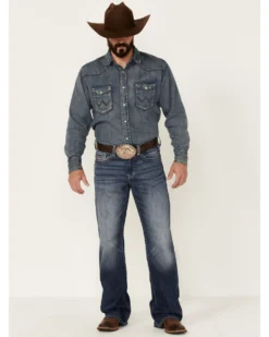 Cody James Men's Double Kicker Medium Dark Wash Stretch Relaxed Bootcut Jeans 