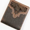 Cody James Men's Brown Ostrich Bifold Tooled Wallet