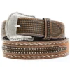 Cody James Men's Brown Hair-On Basketweave Studded Leather Belt