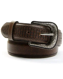 Cody James Men's Basket Weave Embossed Billet Leather Belt 
