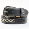 Cody James Men's Black Southwestern Center Inlay Western Belt