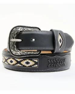 Cody James Men's Black Southwestern Center Inlay Western Belt