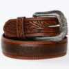 Cody James Men's Ostrich Print Tooled Belt
