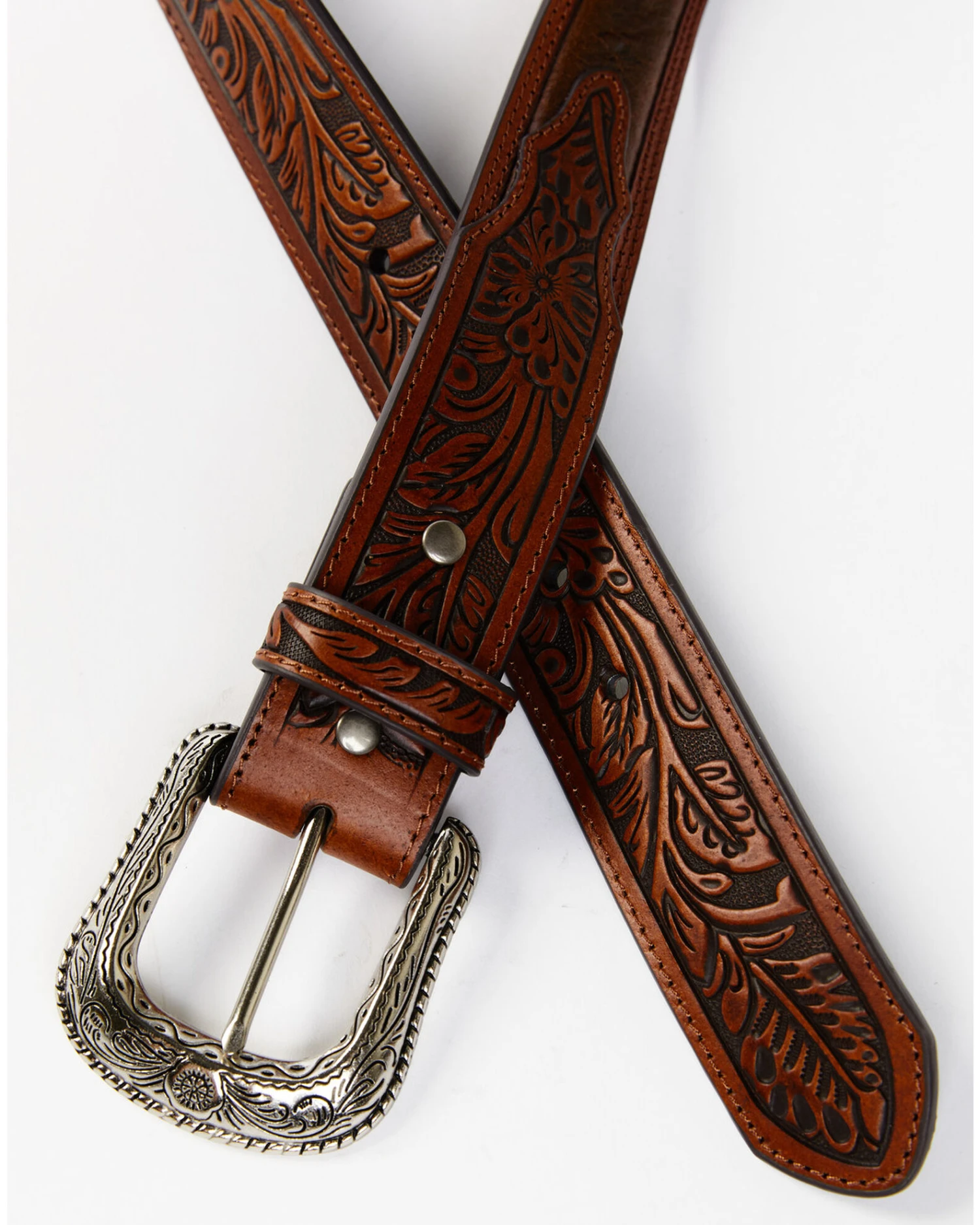 Cody James Men's Ostrich Print Tooled Belt