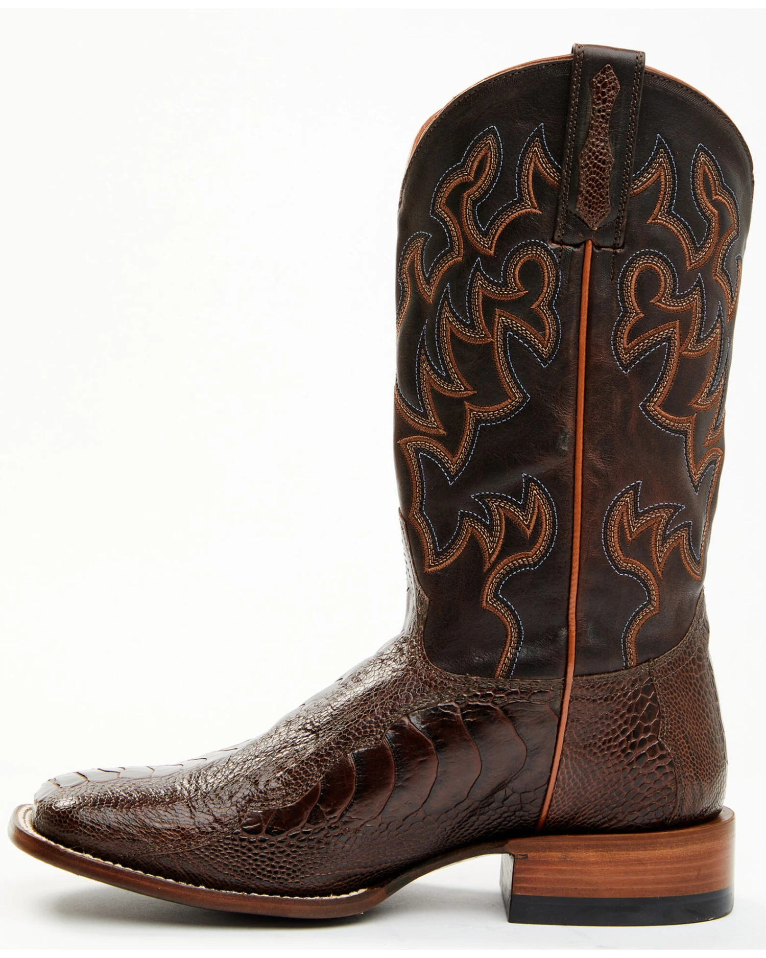Cody James Men's Antique Cafe Ostrich Leg Exotic Western Boots - Broad Square Toe