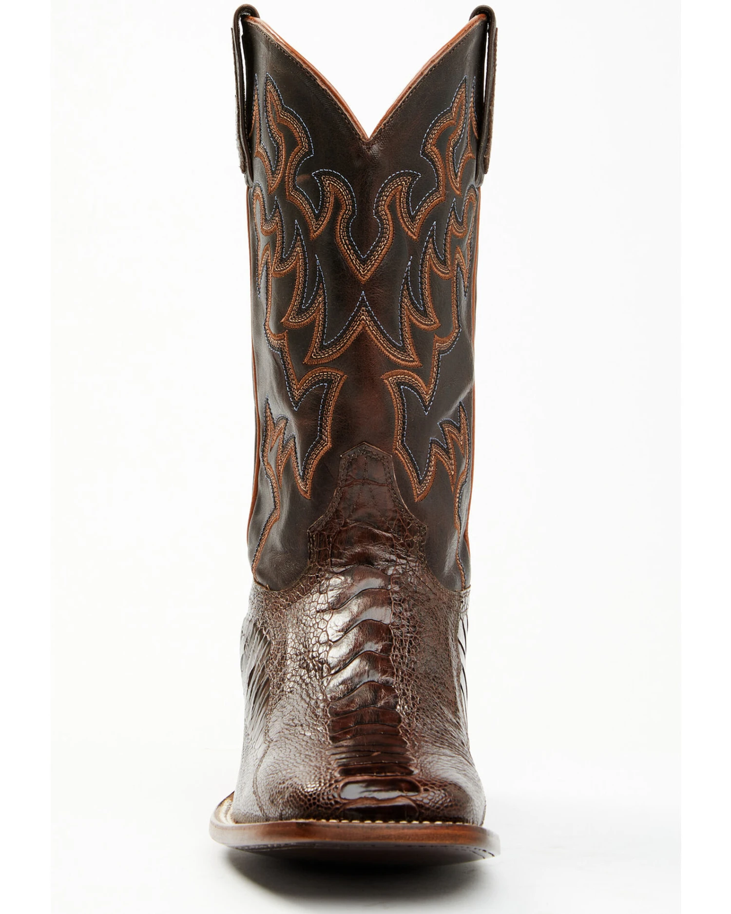 Cody James Men's Antique Cafe Ostrich Leg Exotic Western Boots - Broad Square Toe