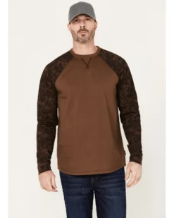 Cody James Men's Camo Color Block Long Sleeve Baseball Work T-Shirt 