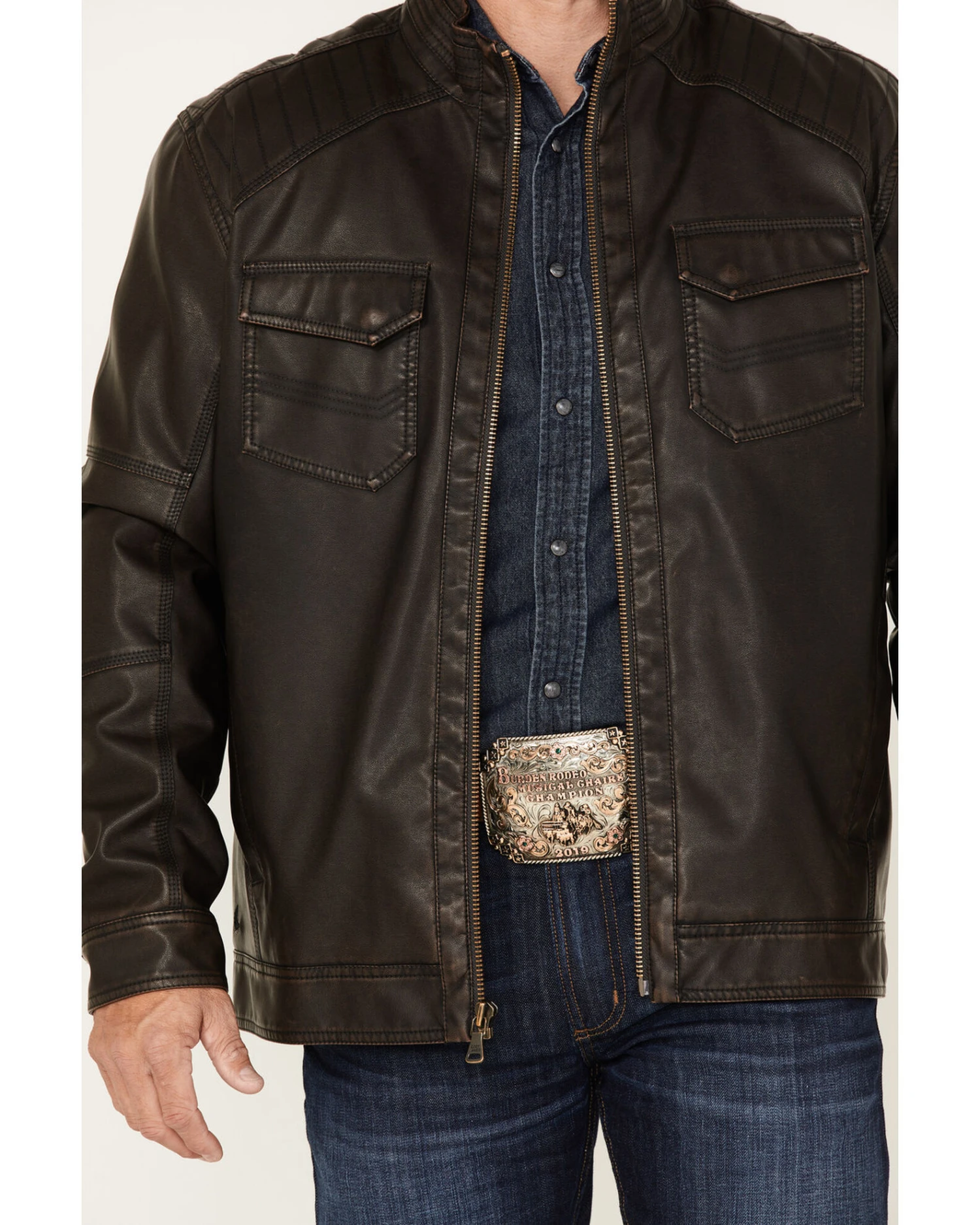 Cody James Men's Houston Distressed Moto Jacket
