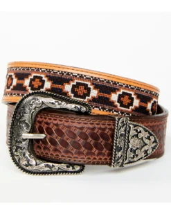 Cody James Men's Basketweave Billet With Southwestern Strap 3PC Buckle Belt