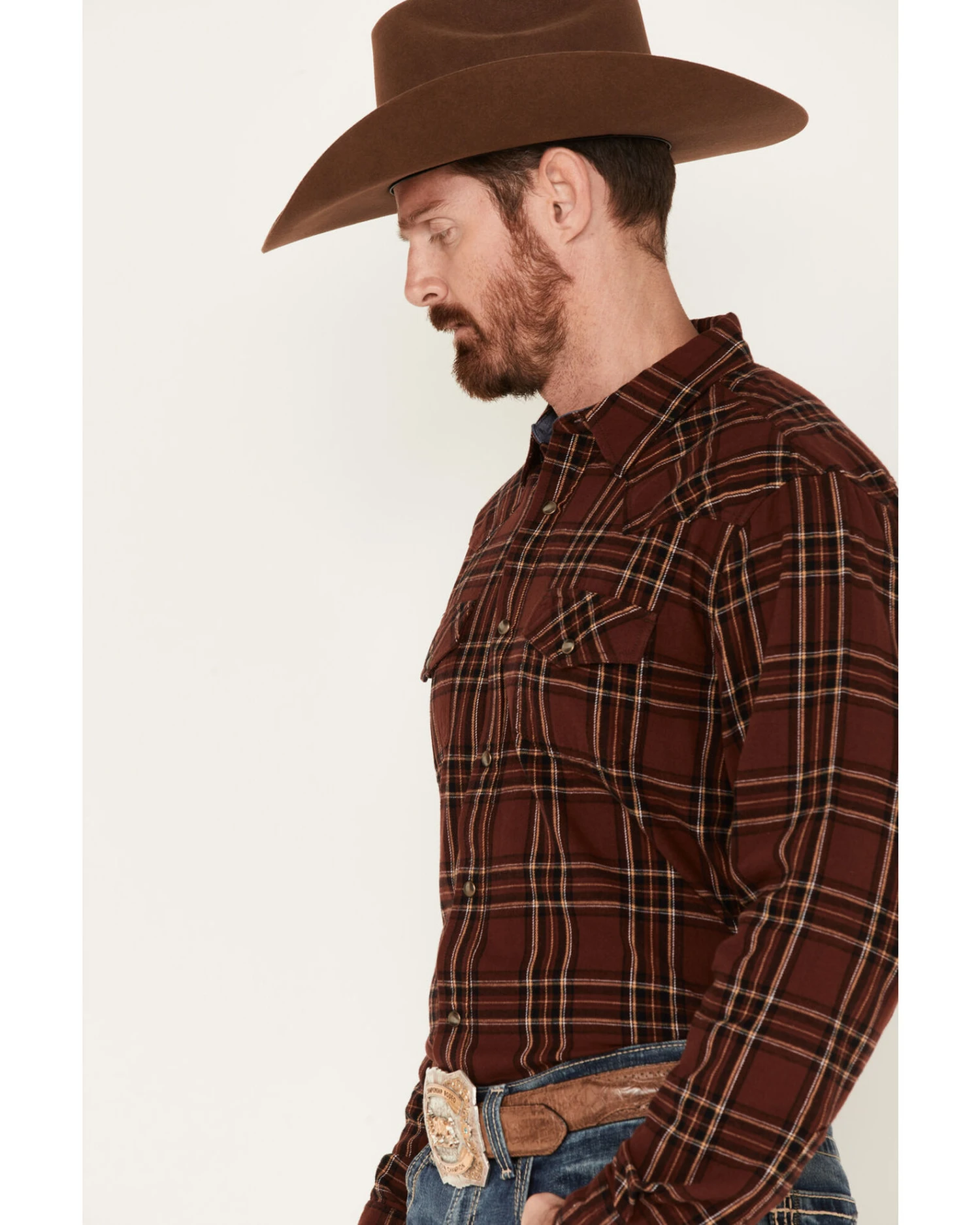 Cody James Men's Rusty Spur Plaid Print Long Sleeve Snap Western Flannel Shirt
