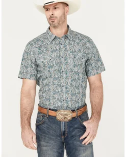 Cody James Men's Crazy Days Paisley Print Short Sleeve Western Snap Shirt